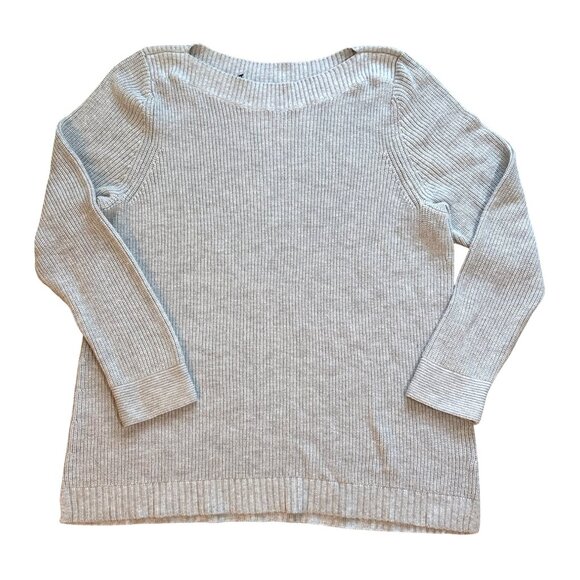 Talbots Sweater Size 2X Plus Gray Boat Neck Ribbed Tunic Cotton Blend NWT - Picture 1 of 8